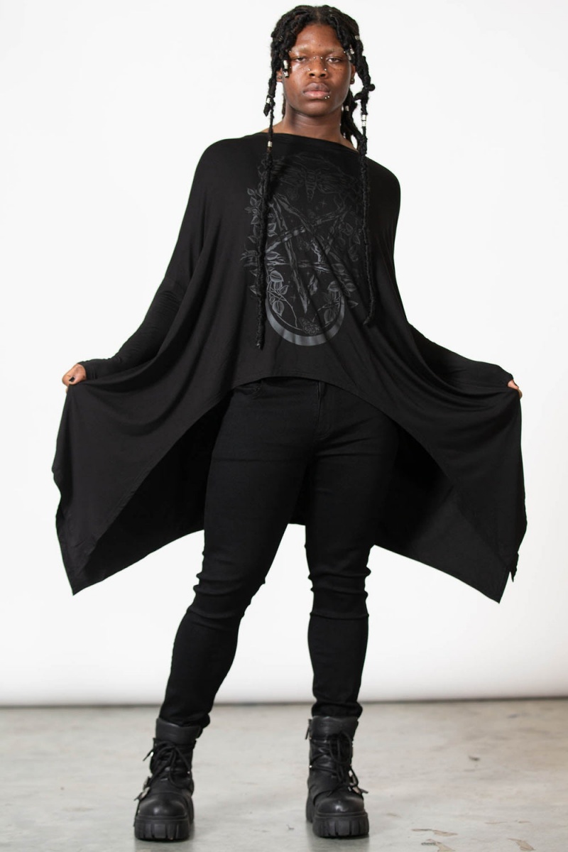Killstar Lunar Oversized Top Negros | 26143-JXHA
