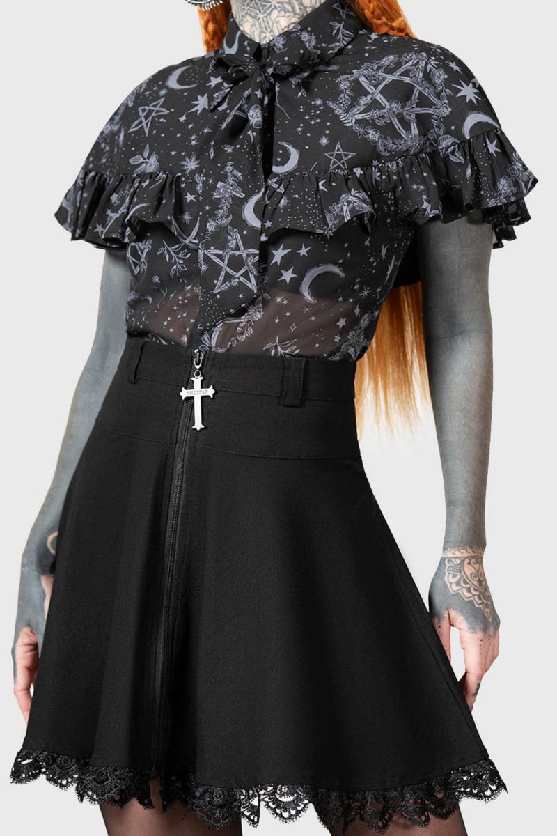 Killstar Lunar Soul Blouse Negros | 10324-ENCR