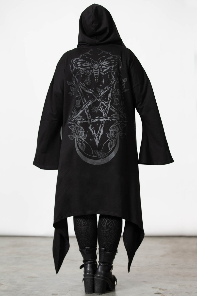 Killstar Lunar Wizard Encapuchado Cardigan Negros | 56803-VRQD