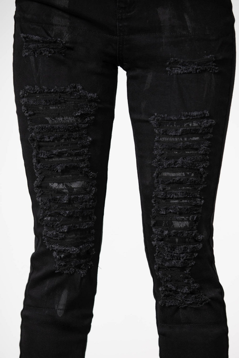 Killstar Lyfe Line Patch Jeans Negros | 14283-RIBD