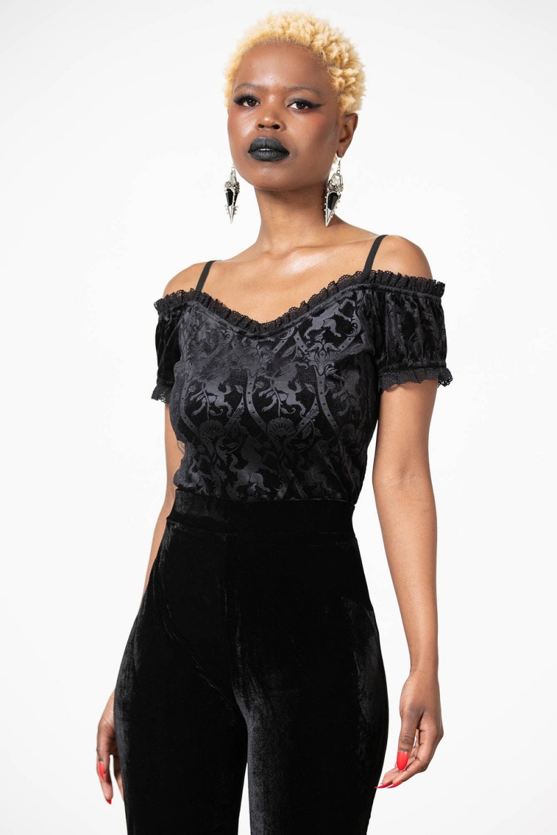 Killstar Mademoiselle Bardot Top Negros | 17359-WBEQ