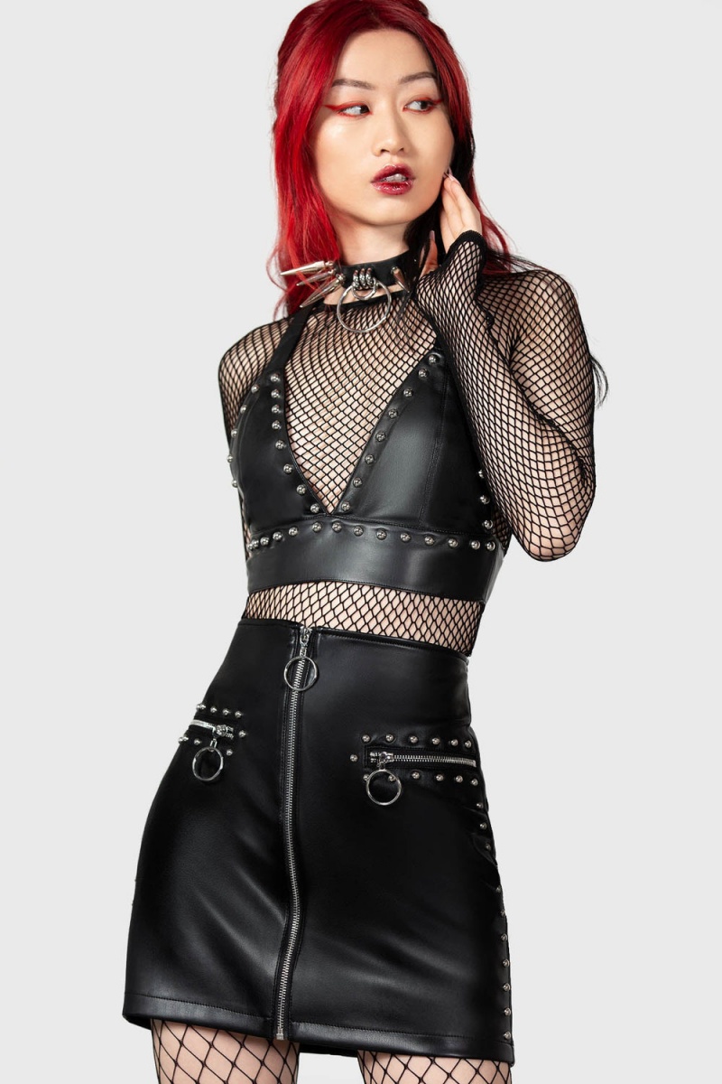 Killstar Madrigal Mini Skirt Negros | 81429-WQDK