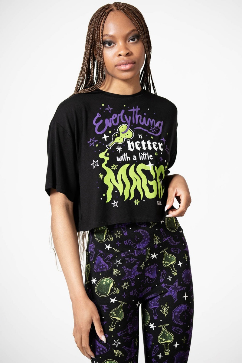 Killstar Magic Chill Crop Top Negros | 14759-GRMS