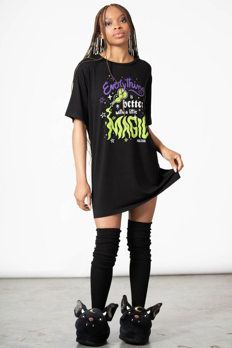 Killstar Magic Rest T-Shirt Negros | 25369-DGAN