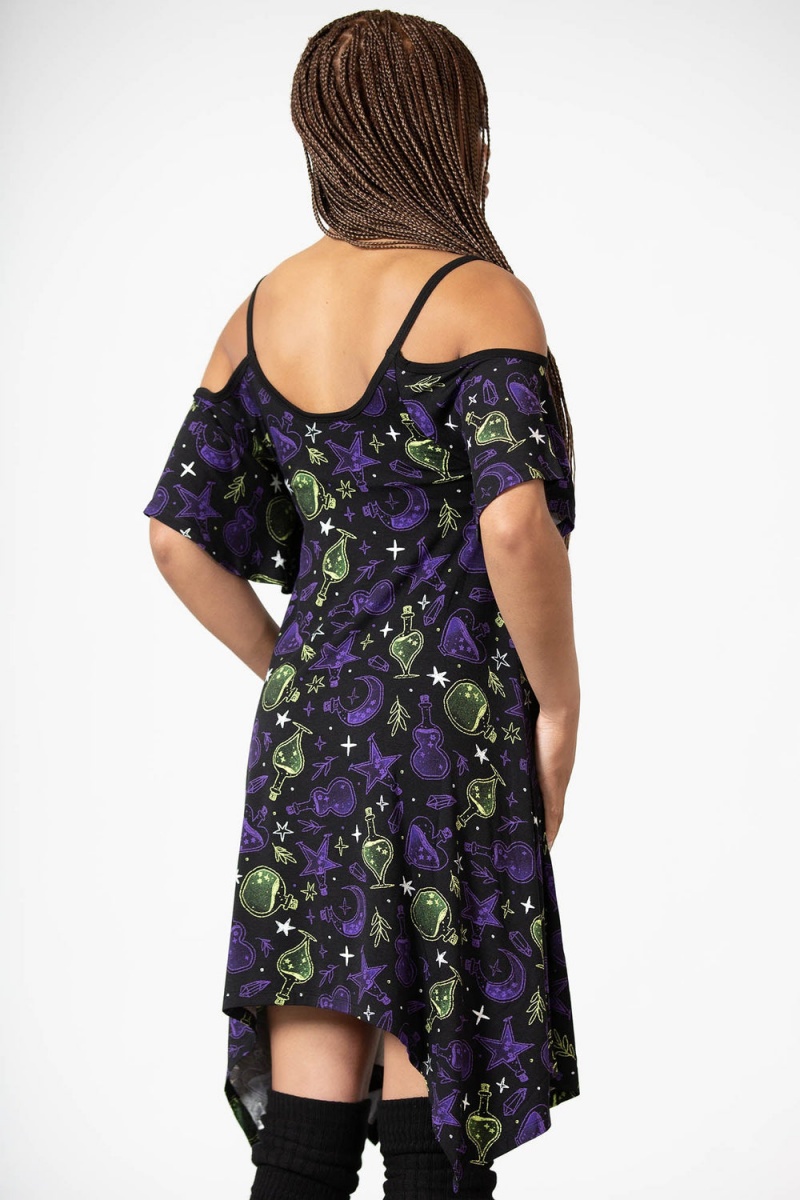 Killstar Magic Slumber Lounge Vestido Negros | 32086-FXLA