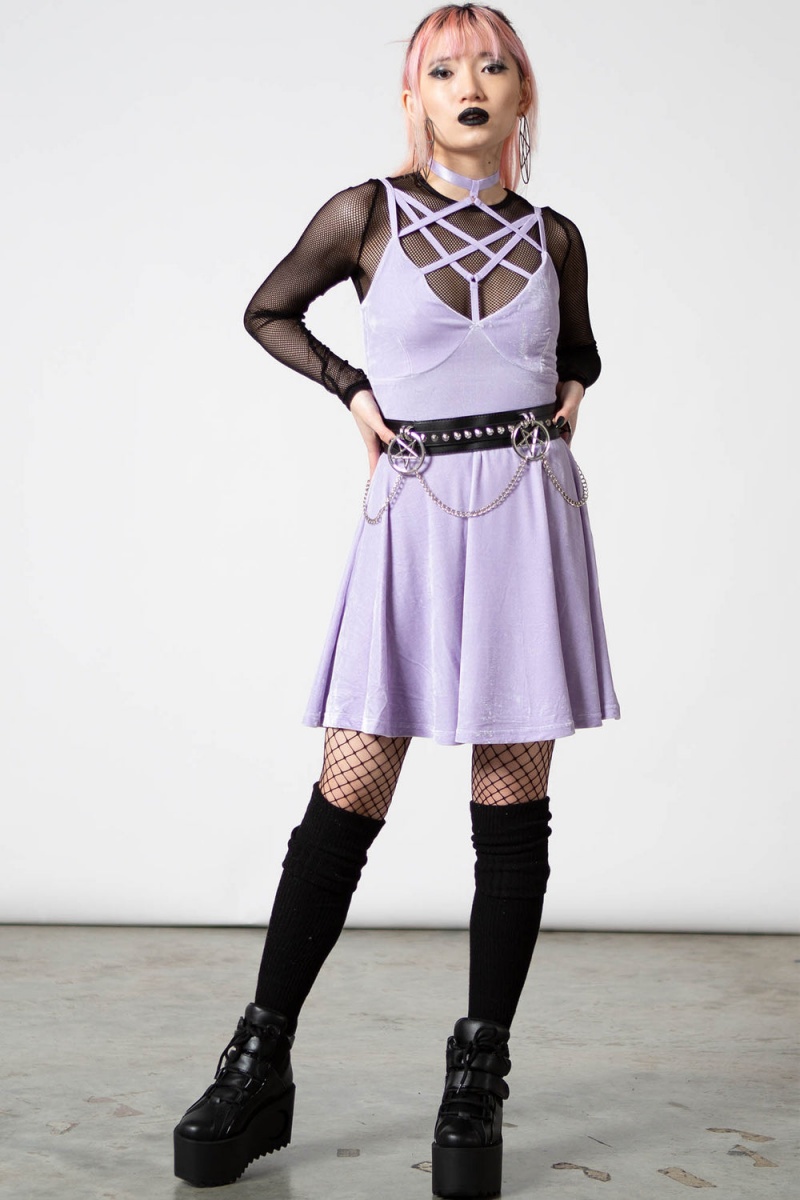 Killstar Magica Skater Vestido [PASTEL LILAC] Lilac | 63907-PUWN