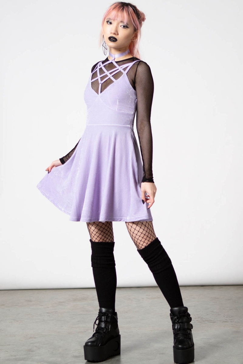 Killstar Magica Skater Vestido [PASTEL LILAC] Lilac | 63907-PUWN