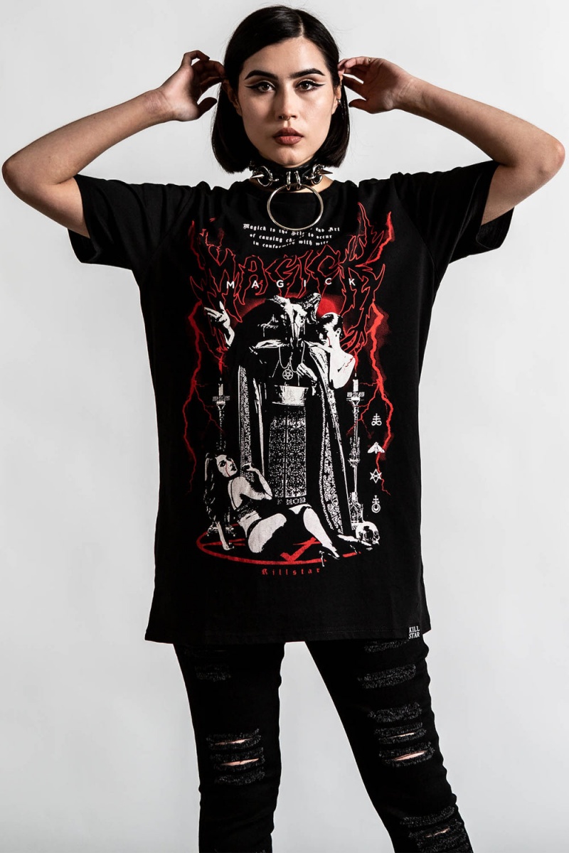 Killstar Magick T-Shirt Negros | 97360-GXIK
