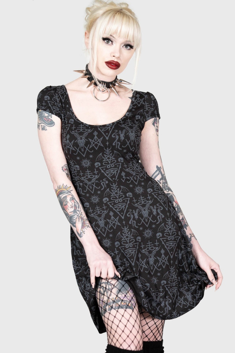 Killstar Maiden's Spirit Skater Vestido Negros | 12349-WXNB