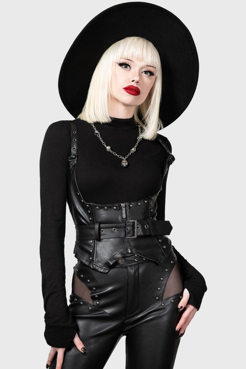 Killstar Malapas Underbust Corset Negros | 53276-PHIM