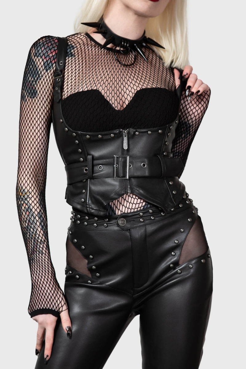 Killstar Malapas Underbust Corset Negros | 53276-PHIM
