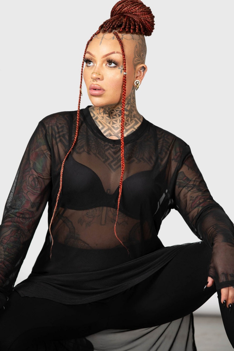 Killstar Malik's Malice Mesh Top Negros | 87326-RVJP