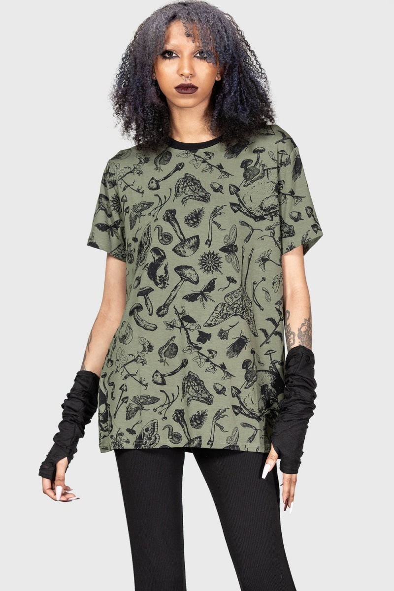 Killstar Mantodea T-Shirt Verdes | 53687-JYZS