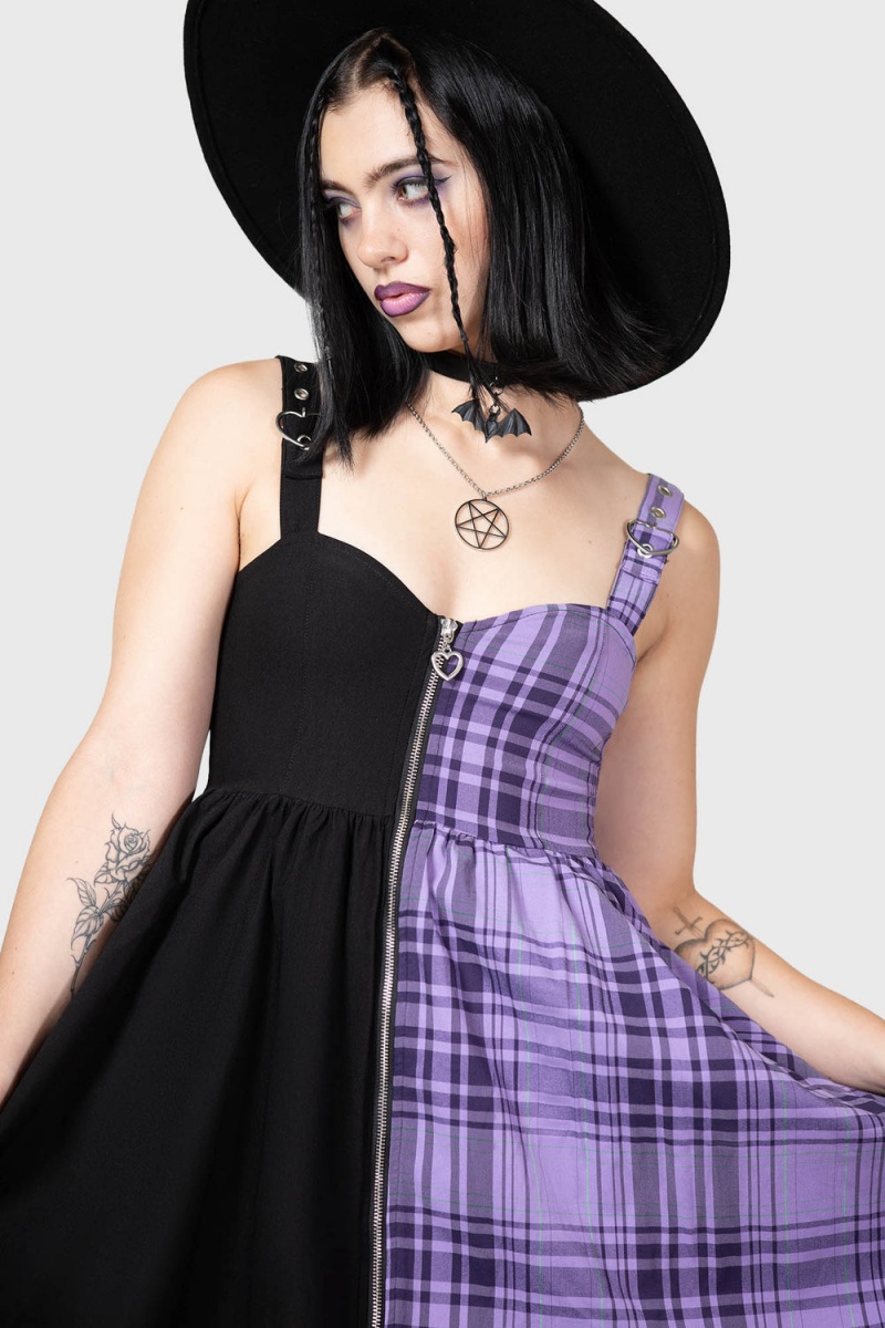 Killstar Marie Zip Vestido Morados | 86592-UDCM