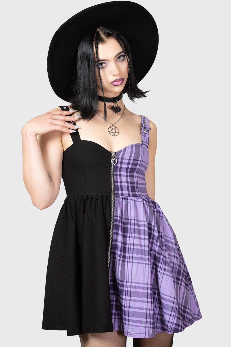 Killstar Marie Zip Vestido Morados | 86592-UDCM