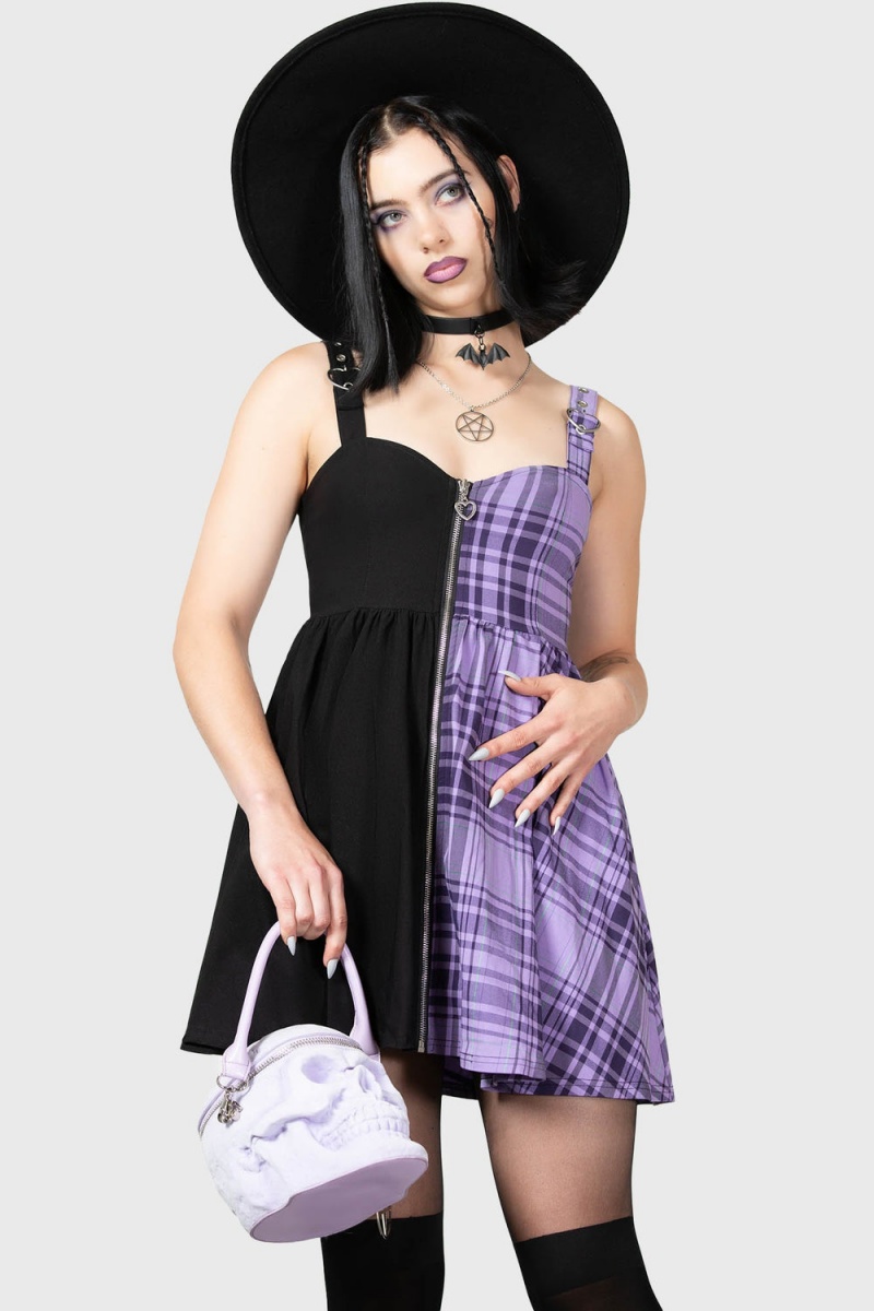 Killstar Marie Zip Vestido Morados | 86592-UDCM