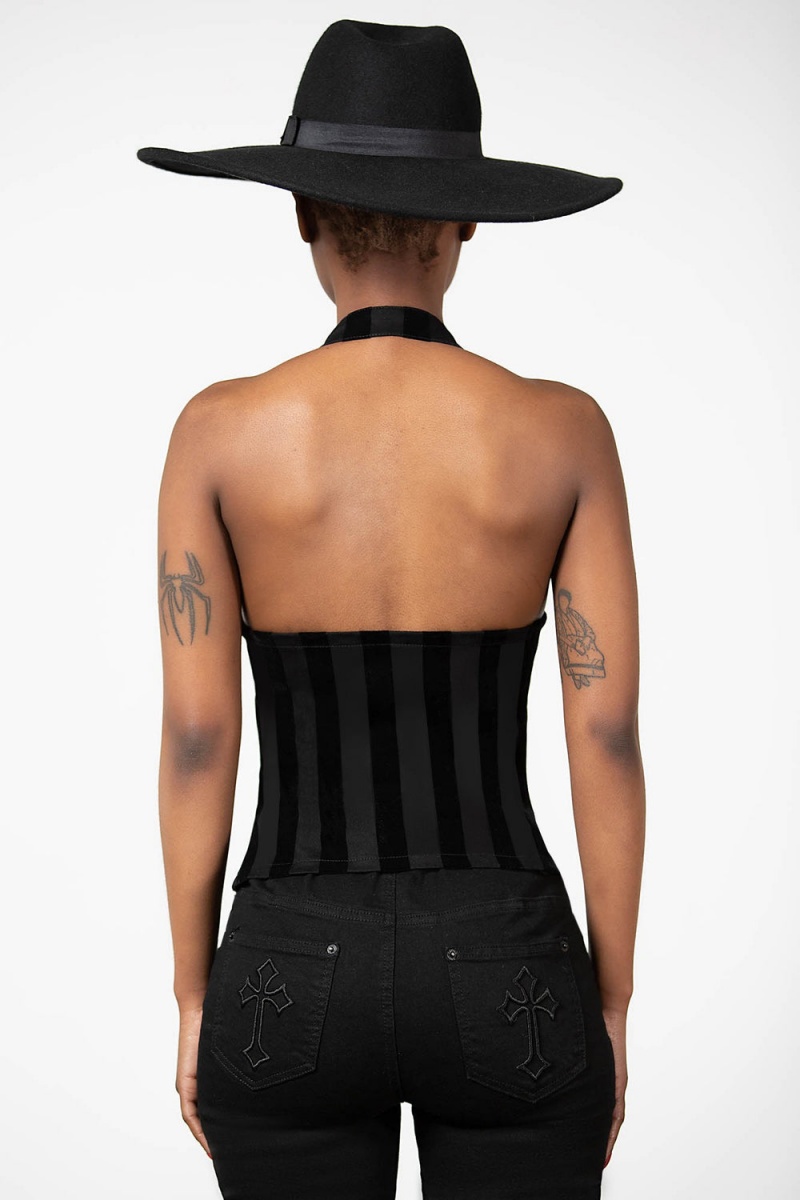 Killstar Merciless Halter Top Negros | 76813-RCOS