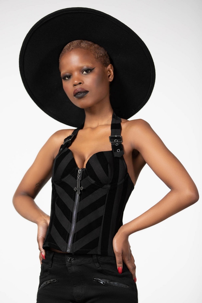 Killstar Merciless Halter Top Negros | 76813-RCOS