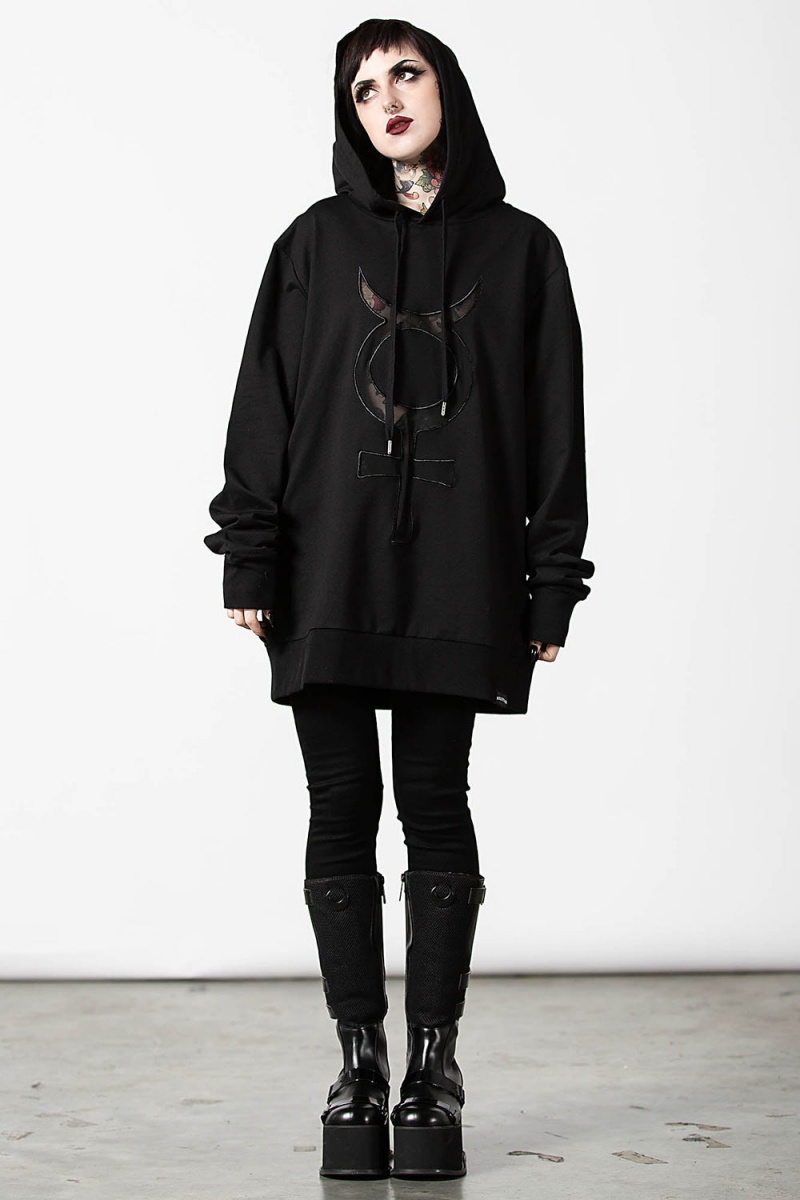Killstar Mercury Rising Pull-Over Hoodie Negros | 14860-OREH