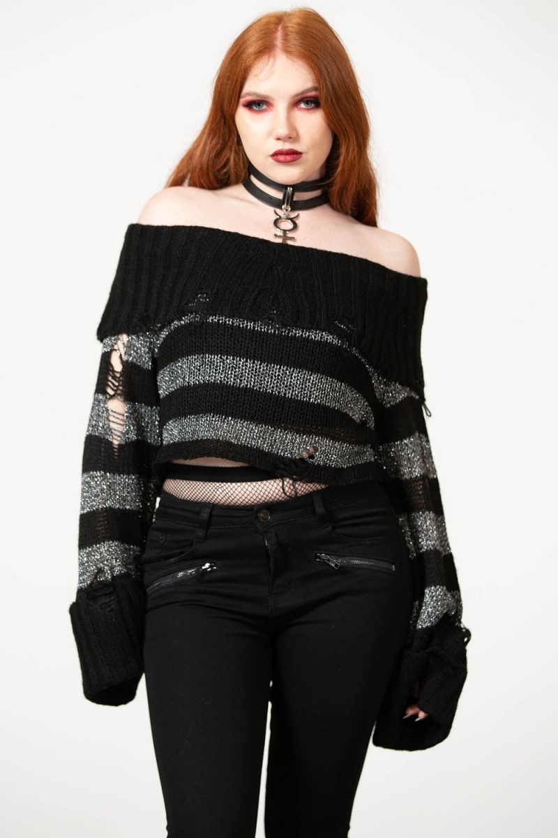 Killstar Meteor Knit Sueter Grises | 08739-EPON