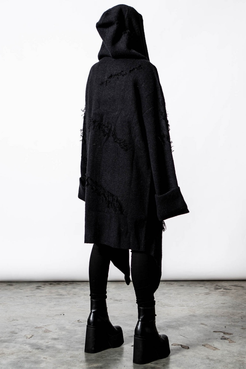 Killstar Midnight Long Cardigan Negros | 70583-CUMT