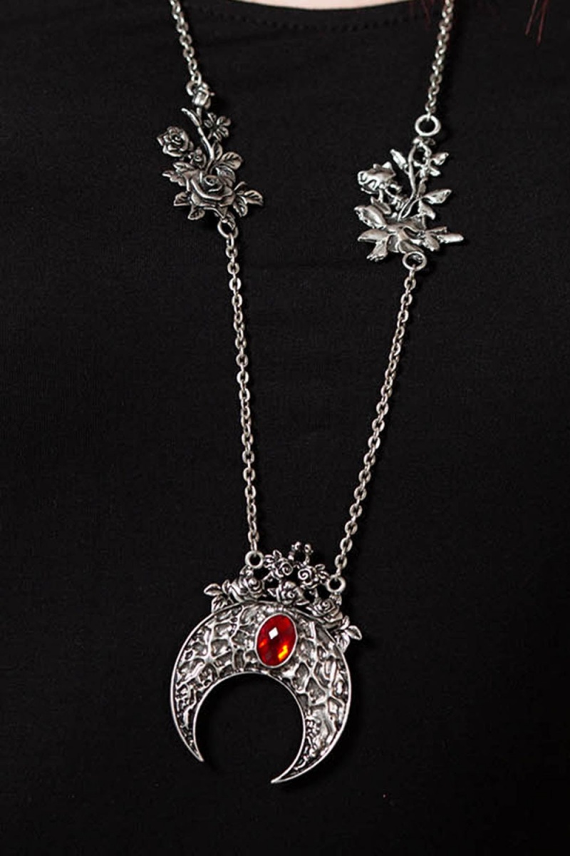 Killstar Moon Bloom Necklace Plateados | 79320-EOBT