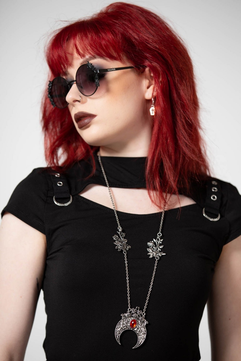 Killstar Moon Bloom Necklace Plateados | 79320-EOBT