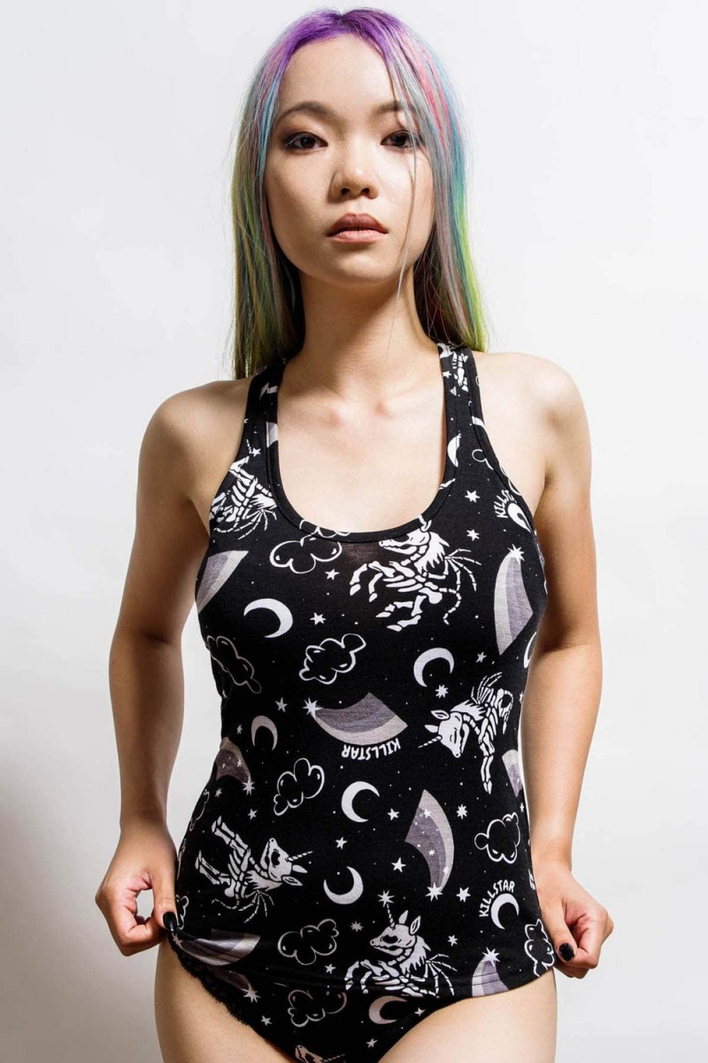 Killstar Moonbow Longline Vest Negros | 43097-AOPY