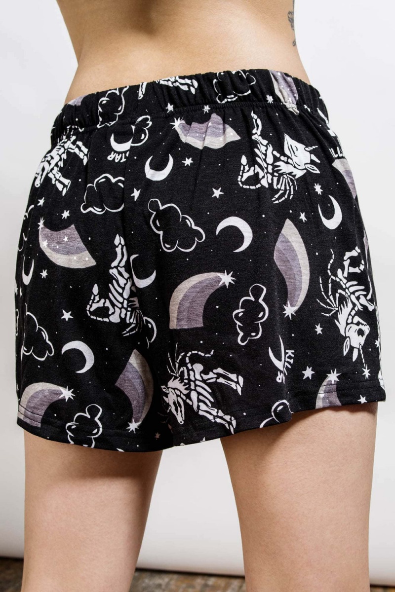 Killstar Moonbow Lounge Shorts Negros | 70495-HVOT