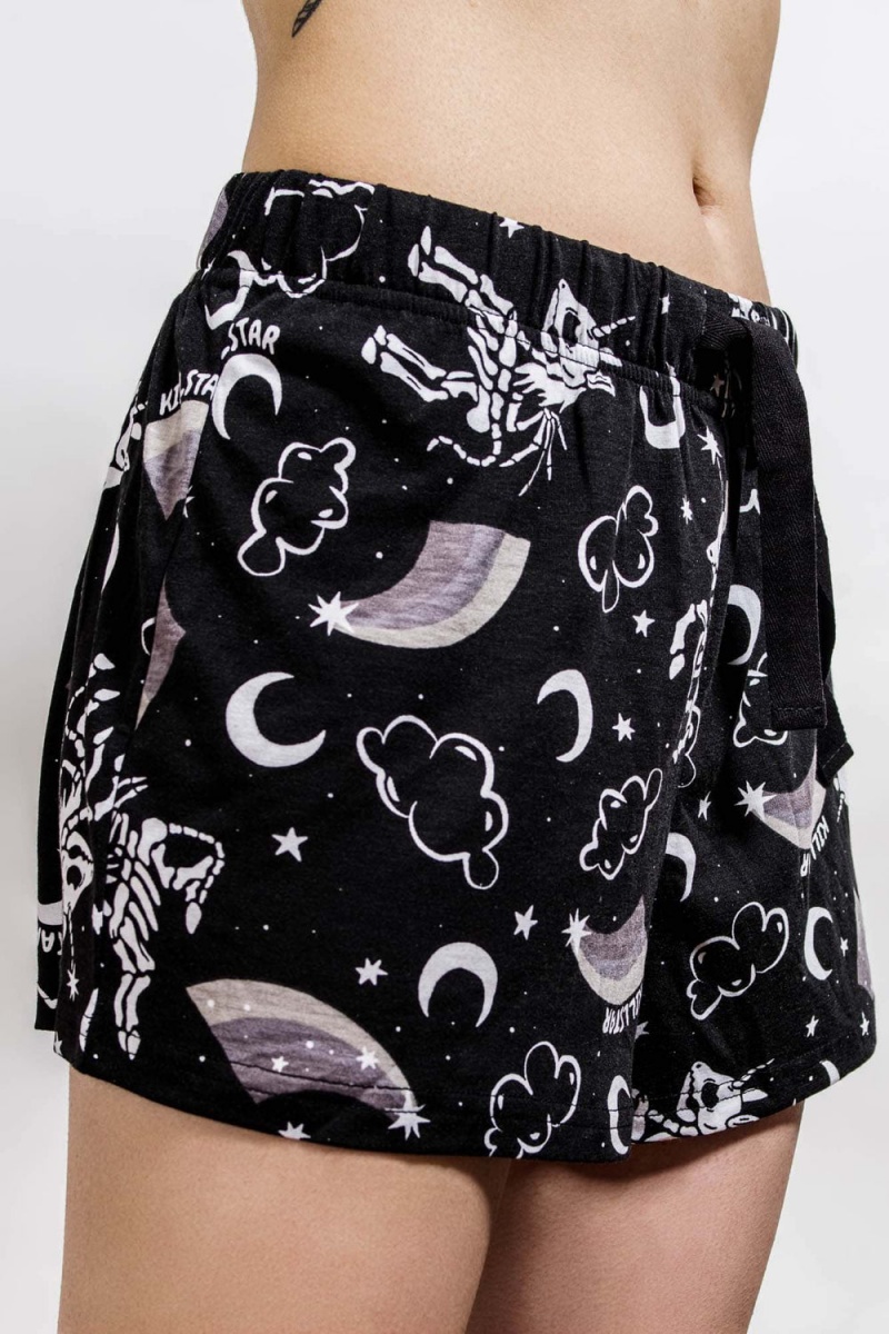 Killstar Moonbow Lounge Shorts Negros | 70495-HVOT