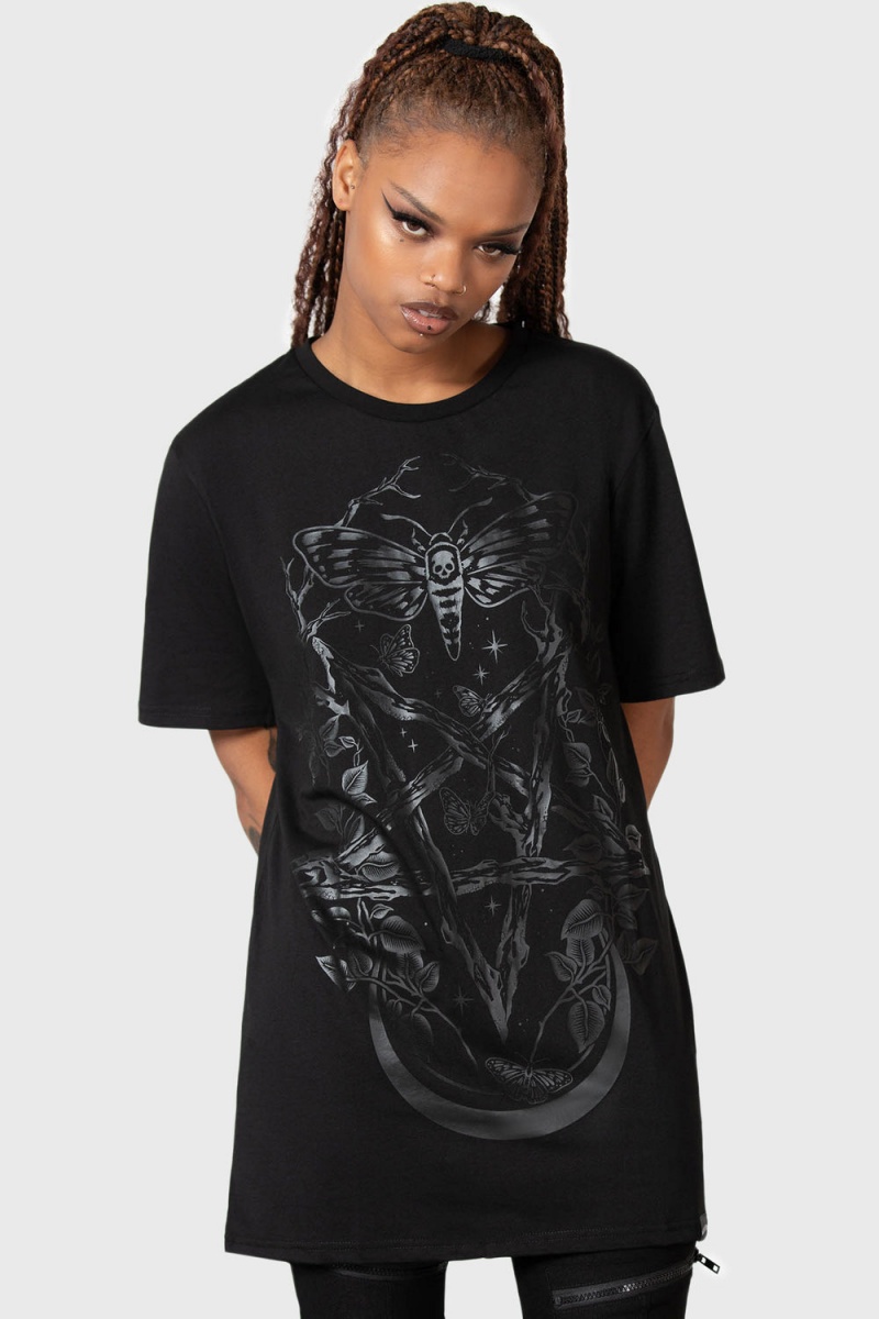 Killstar Moongazer T-Shirt Negros | 20967-ULID