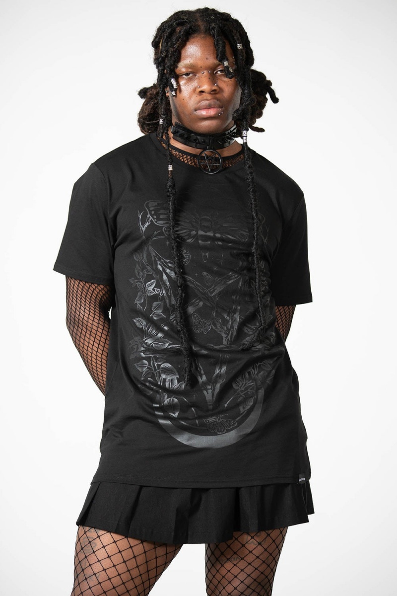 Killstar Moongazer T-Shirt Negros | 20967-ULID