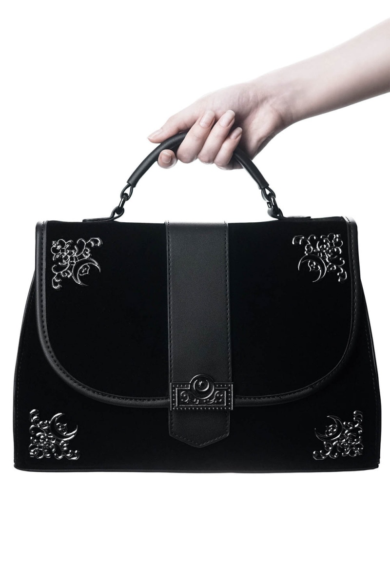 Killstar Moonlight Satchel Bag Negros | 83041-LGIR
