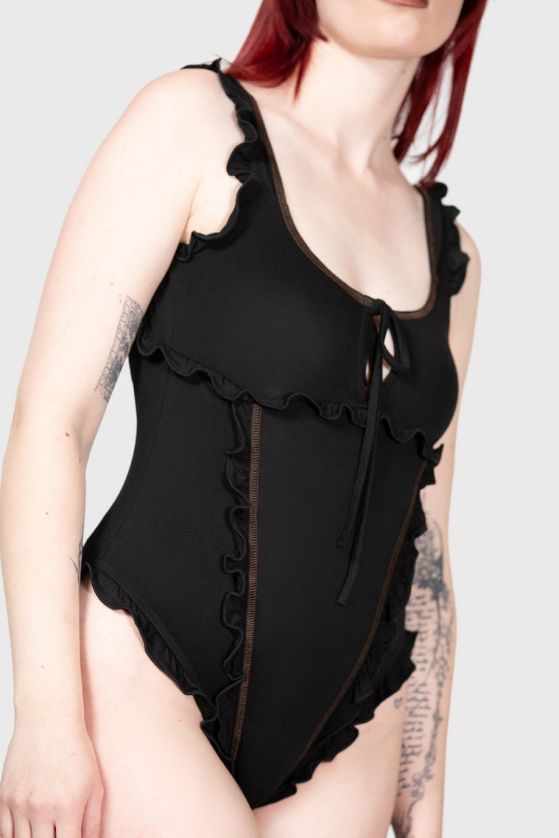 Killstar Moon's Madness Bodysuit Negros | 90387-AUCV