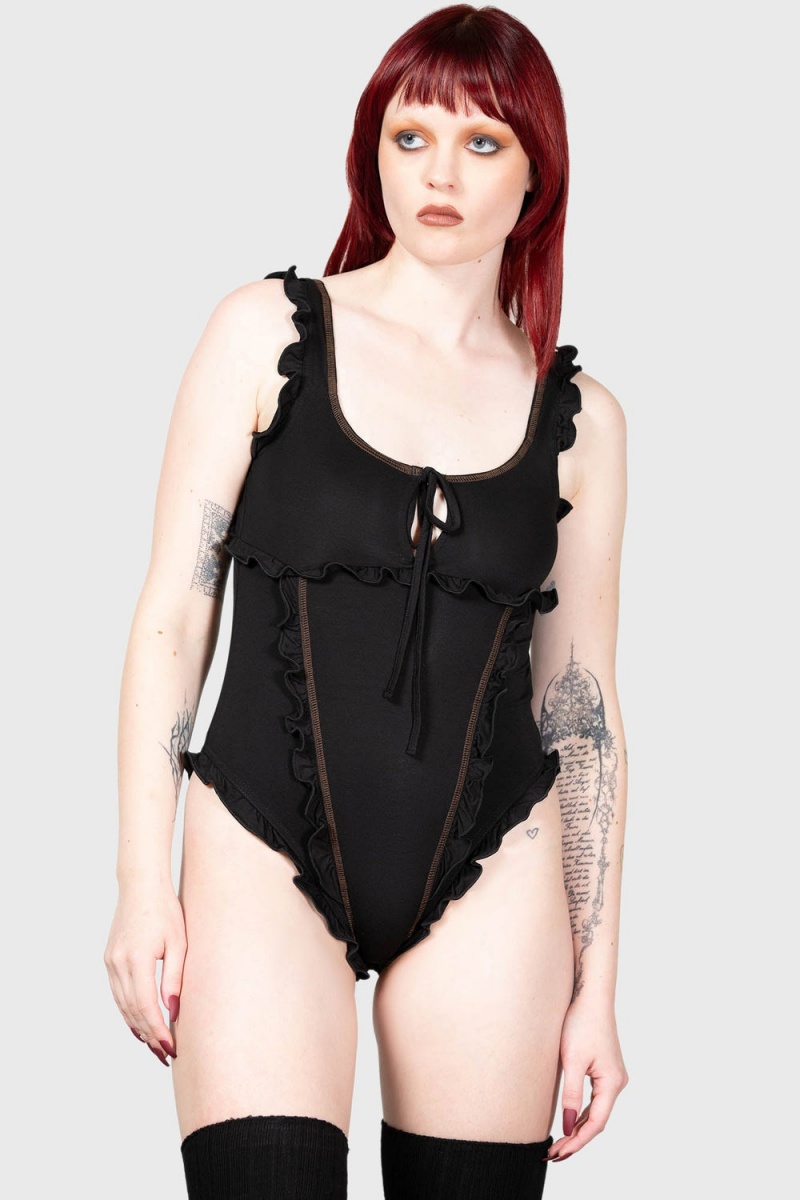 Killstar Moon\'s Madness Bodysuit Negros | 90387-AUCV