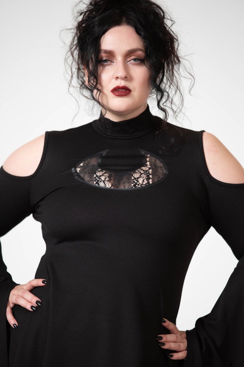 Killstar Moonshine Cold Shoulder Top Negros | 45386-JFPQ