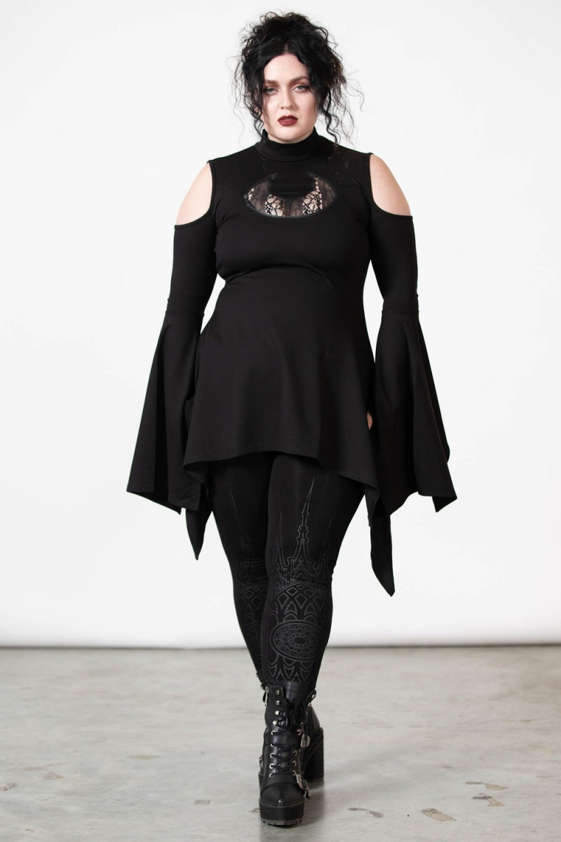 Killstar Moonshine Cold Shoulder Top Negros | 45386-JFPQ
