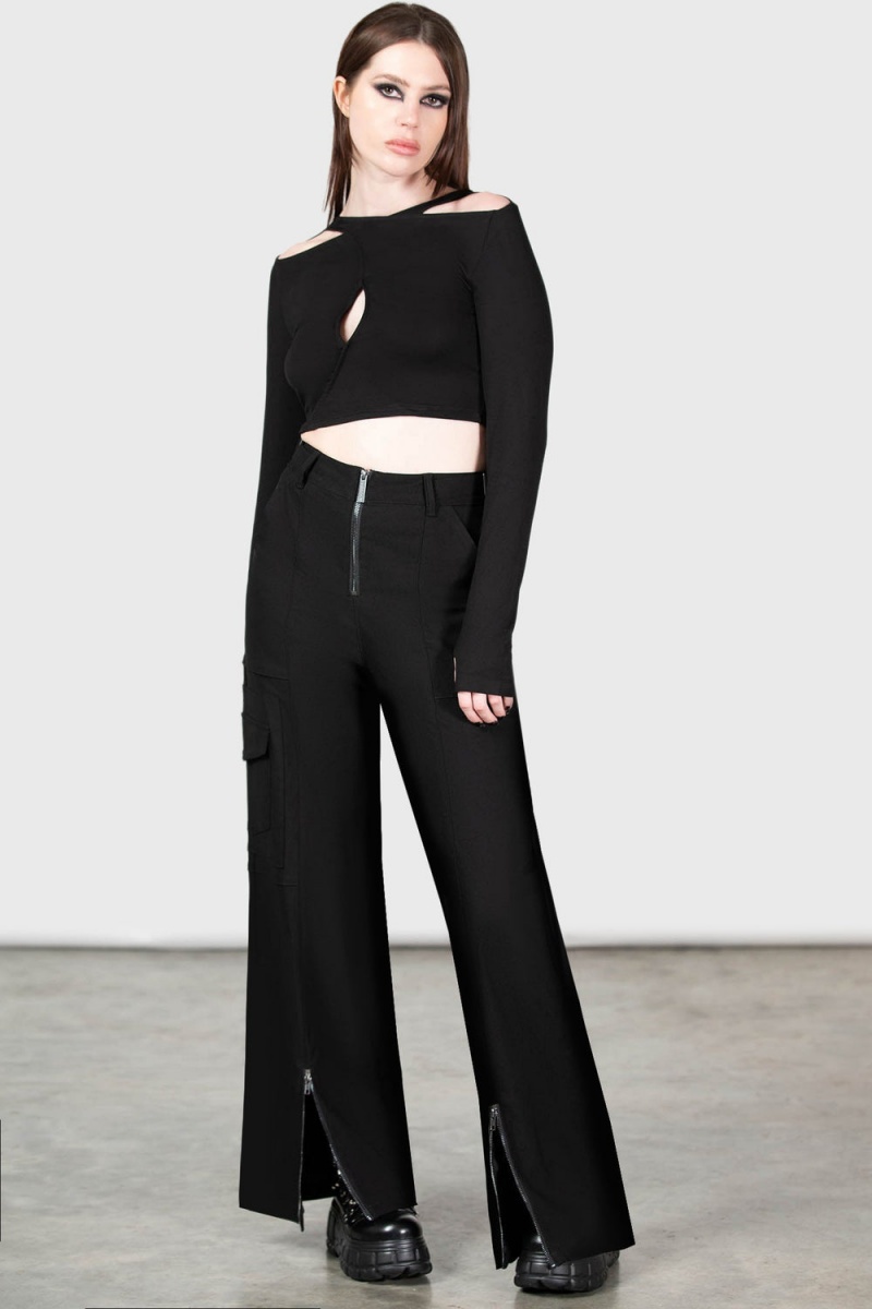 Killstar Moray High Waisted Trousers Negros | 57184-FKNZ