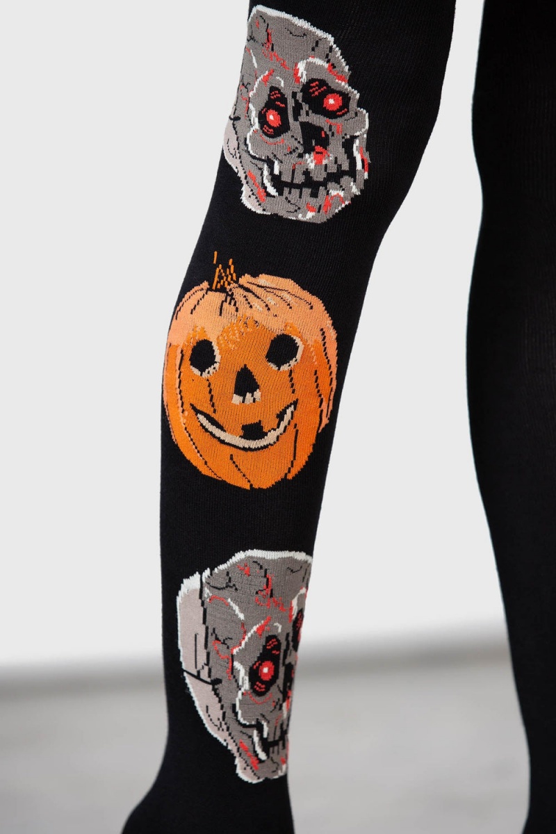 Killstar Morbid Over Knee Socks Negros | 37049-LPHW
