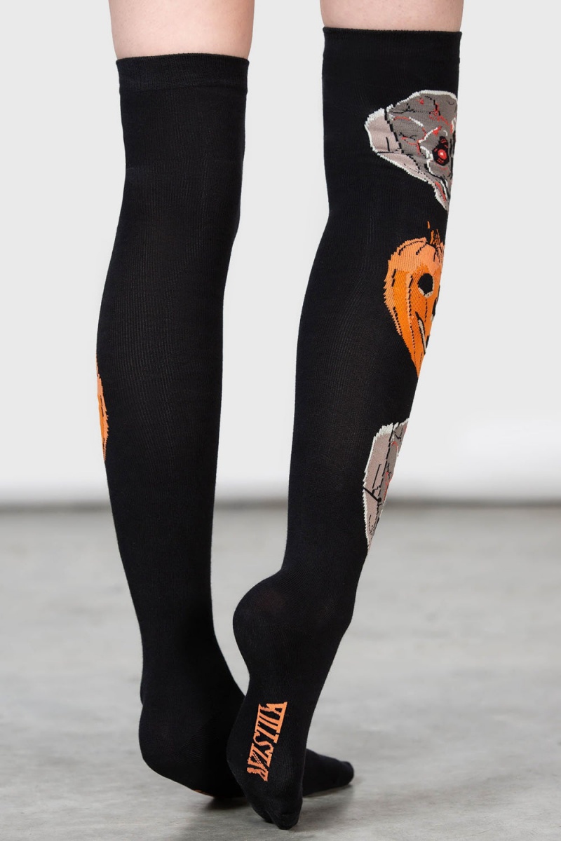 Killstar Morbid Over Knee Socks Negros | 37049-LPHW
