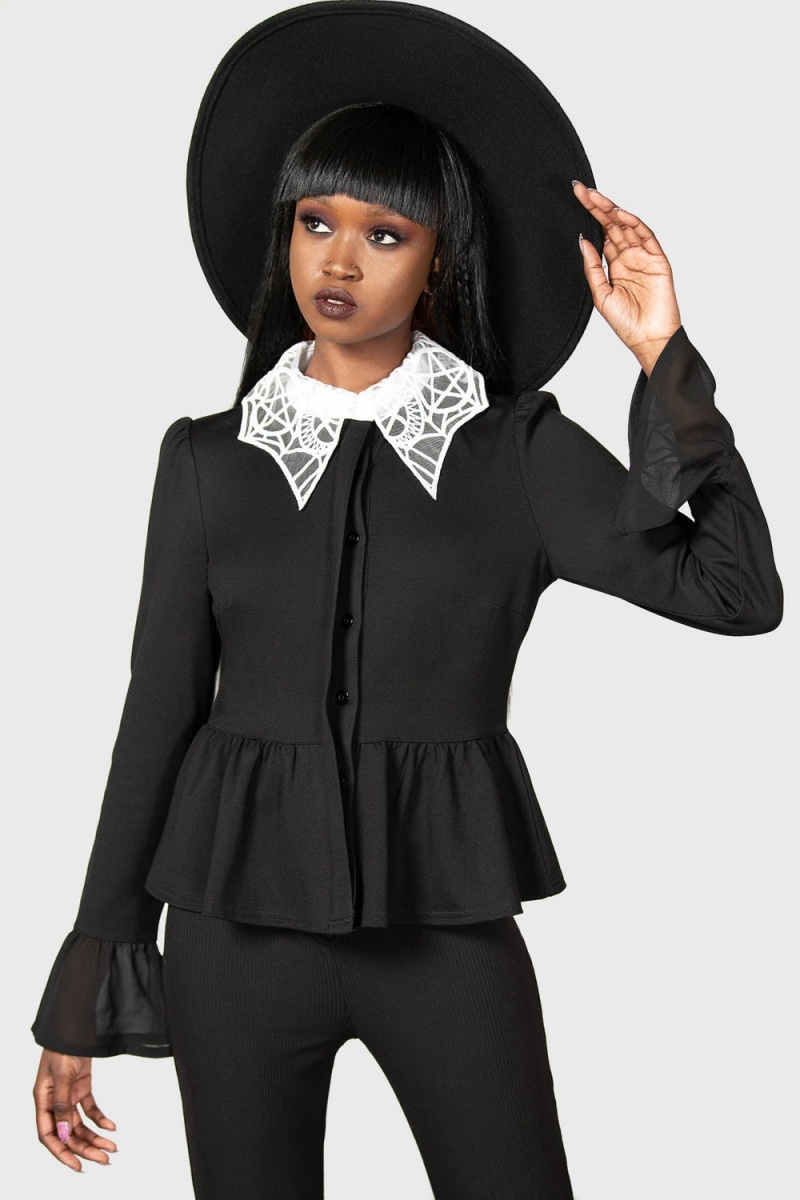 Killstar Morgana Shirt Negros | 53148-KRXN