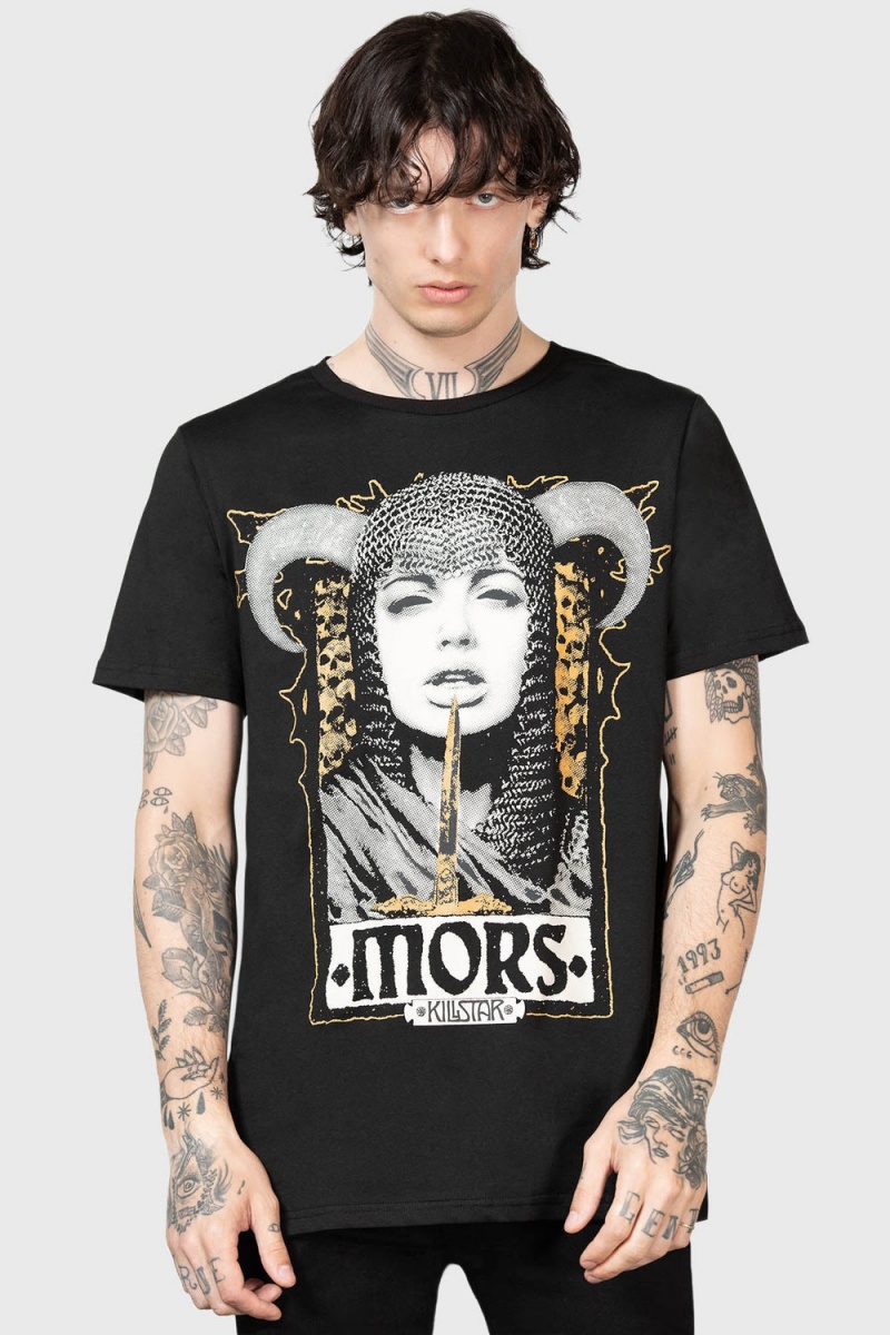 Killstar Mors T-Shirt Negros | 51492-FHYB
