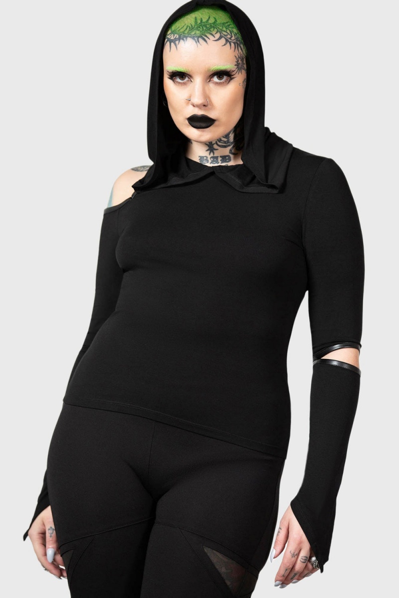 Killstar Morwen Encapuchado Top Negros | 04982-YBDE