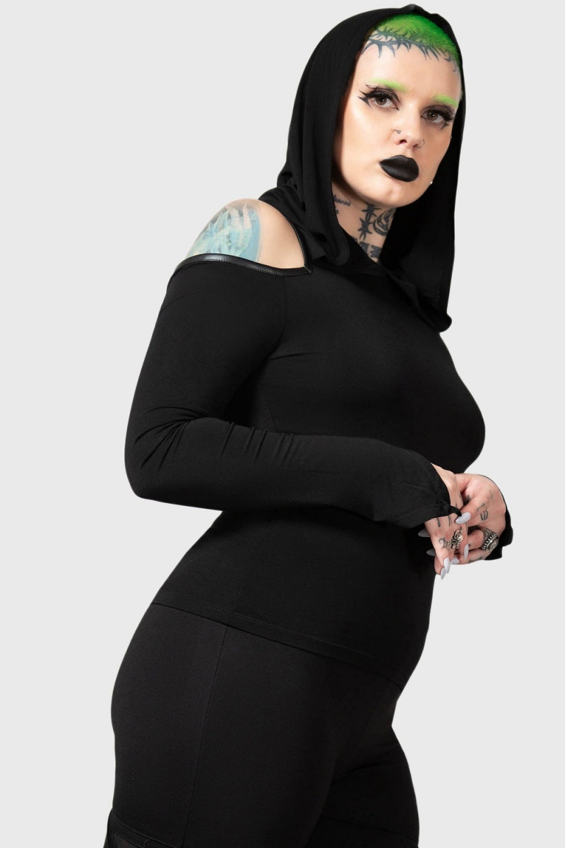 Killstar Morwen Encapuchado Top Negros | 04982-YBDE