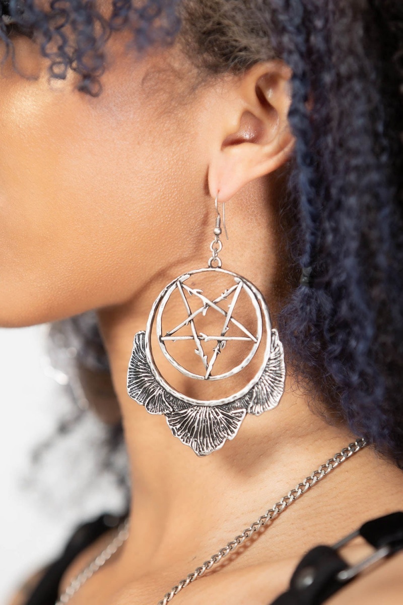 Killstar Mushroom Ritual Earrings Plateados | 47018-DPKN