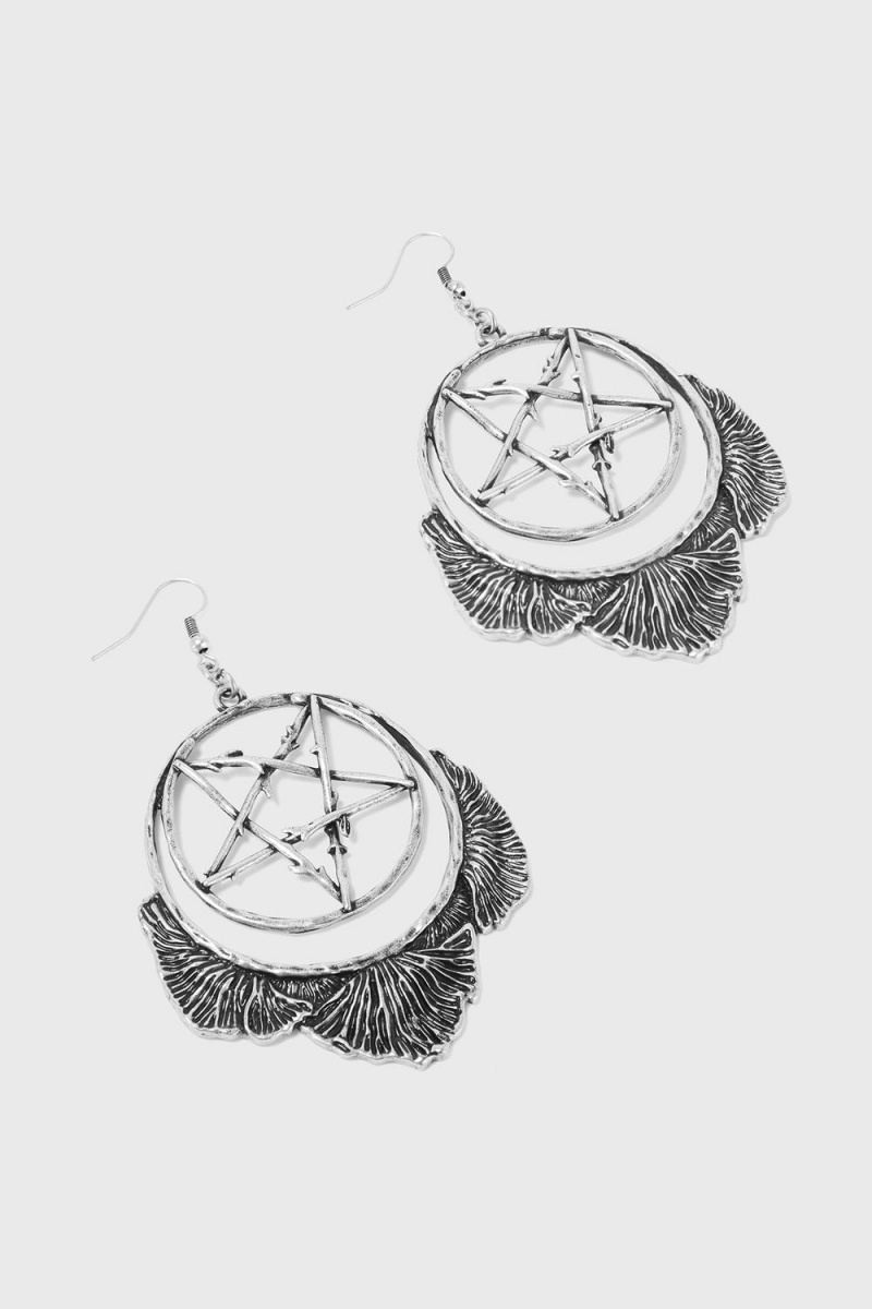 Killstar Mushroom Ritual Earrings Plateados | 47018-DPKN