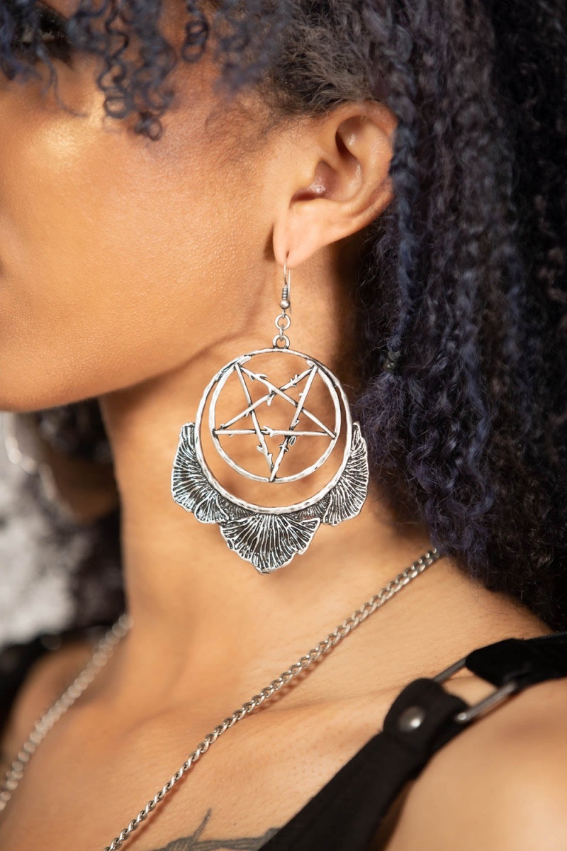 Killstar Mushroom Ritual Earrings Plateados | 47018-DPKN