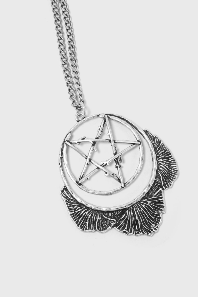 Killstar Mushroom Ritual Pendant Plateados | 64801-JXGY