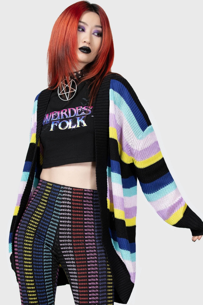 Killstar Neon Rainbow Cardigan Rainbow | 59430-GRHT