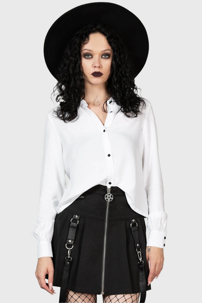 Killstar Night Frights Shirt Blancos | 37192-HXRU